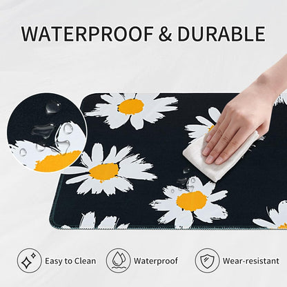 RAINYEAR Large Gaming Mouse Pad(31.5 x 11.8 Inch), Computer Mousepad with Anti-Slip Rubber Base, Smooth Large Keyboard Mouse Pad Mat for Gamer, Office, Home, Black Daisy