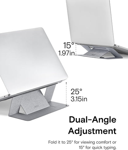 MOFT Laptop Stand for Desk, Adhesive Laptop Stand with 2 Adjustable Viewing Angles, Foldable and Portable Computer Stand Compatible with MacBook Air, MacBook Pro 11"-16", Silver