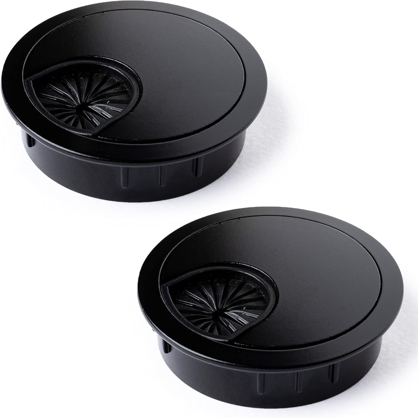 MAHDPRO Metal Desk Grommet 2 Inch (50 mm) Pack of 2-Flat Black Zinc Alloy Metallic Desk Cord Hole Cover to Arrange Cables & Wires Through Computer Table/Countertops