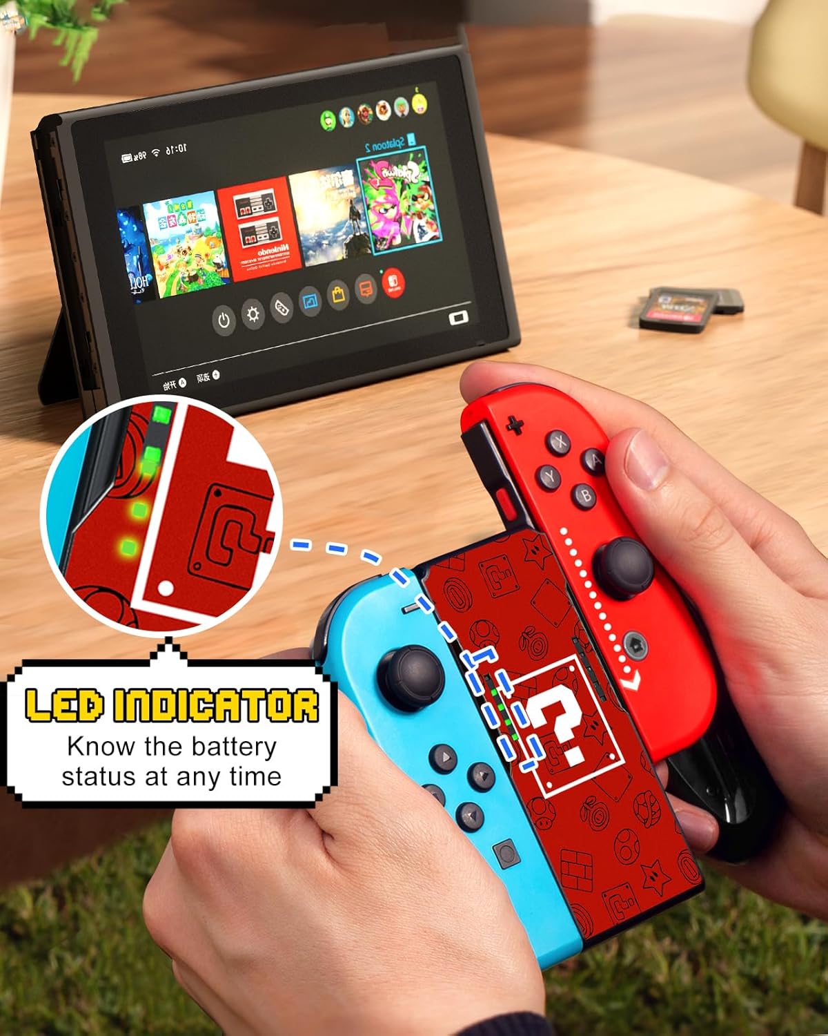 Lotadilo Joy-Con Grip for Nintendo Switch/Switch Oled - JoyCon Comfort Hand Grips Controller for Men Teen Boys Cool Cartoon Anime Design, Red Maliao