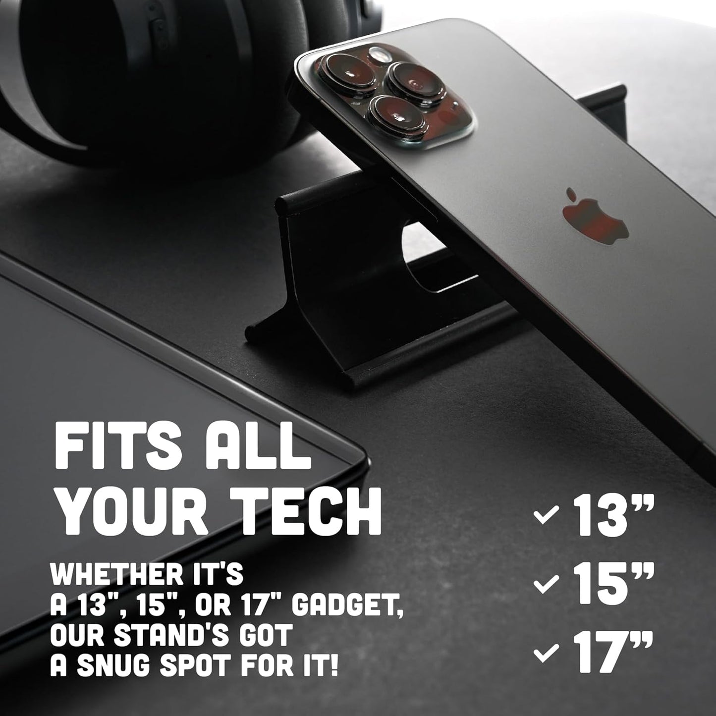 Steepy Portable Laptop Stand for Desk – Adjustable Height, & Portable Laptop Holder – Ergonomic Computer Stand for Cooling & Comfort – Slip-Proof, Sturdy Design – Universal Fit for 13-17 Inch Devices