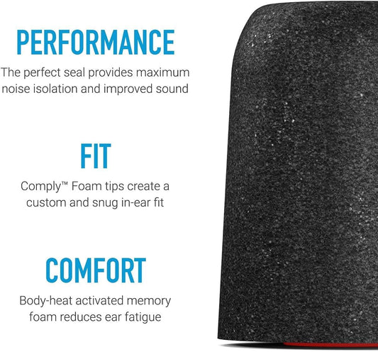 Comply P-Series | Memory Foam Replacement Ear Tips Designed for Etymotic, NuForce, ISOtunes PRO, Q-Jays, & More | Superior Noise Isolation, Ultimate Comfort, Secure Fit | Black (S/M/L) (3 Pairs)