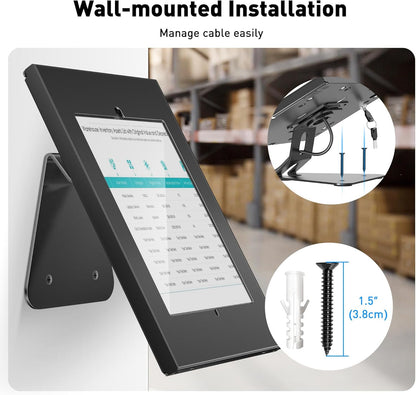 AboveTEK Anti-Theft Tablet Stand – iPad Locking & Security Stand, Countertop & Wall Mount POS Stand, 360° Swivel Kiosk Stand for iPad/iPad Air/iPad Pro – Ideal for Retail Business (Black)