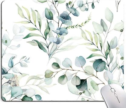 Plant Leave Mouse Pad - Square Waterproof Non-Slip Rubber Base for Office Laptop, 9.5"x7.9"x0.12" Inch (Green Grass)