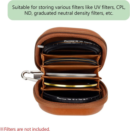 Andoer Camera Filters Case Bags for Filters Up to 82mm, 5 Pockets PU Leather DustProof Filter Hard Storage Case for UV CPL ND Graduated Neutral Density Filters
