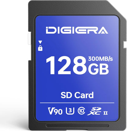 128GB LSU200 SDXC UHS-II Memory Card - up to 300MB/s, C10, U3, V90, 8K, SD Card for Computers, Digital Cameras, Home Theatre Devices, Car Navigation Systems (1 Pack)