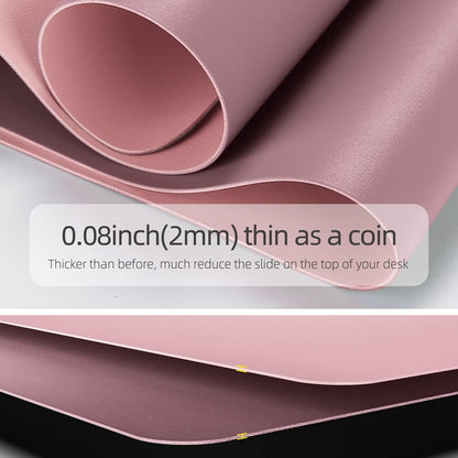 YSAGi Desk Pad, Desk Mat, Dual-Sided Desk Pad, 31.5" x 15.7" Laptop Leather Desk Pad Protector, Desk Blotter for Keyboard and Mouse, Waterproof Desk Writing Pad for Office and Home (Dark Pink+Pink)