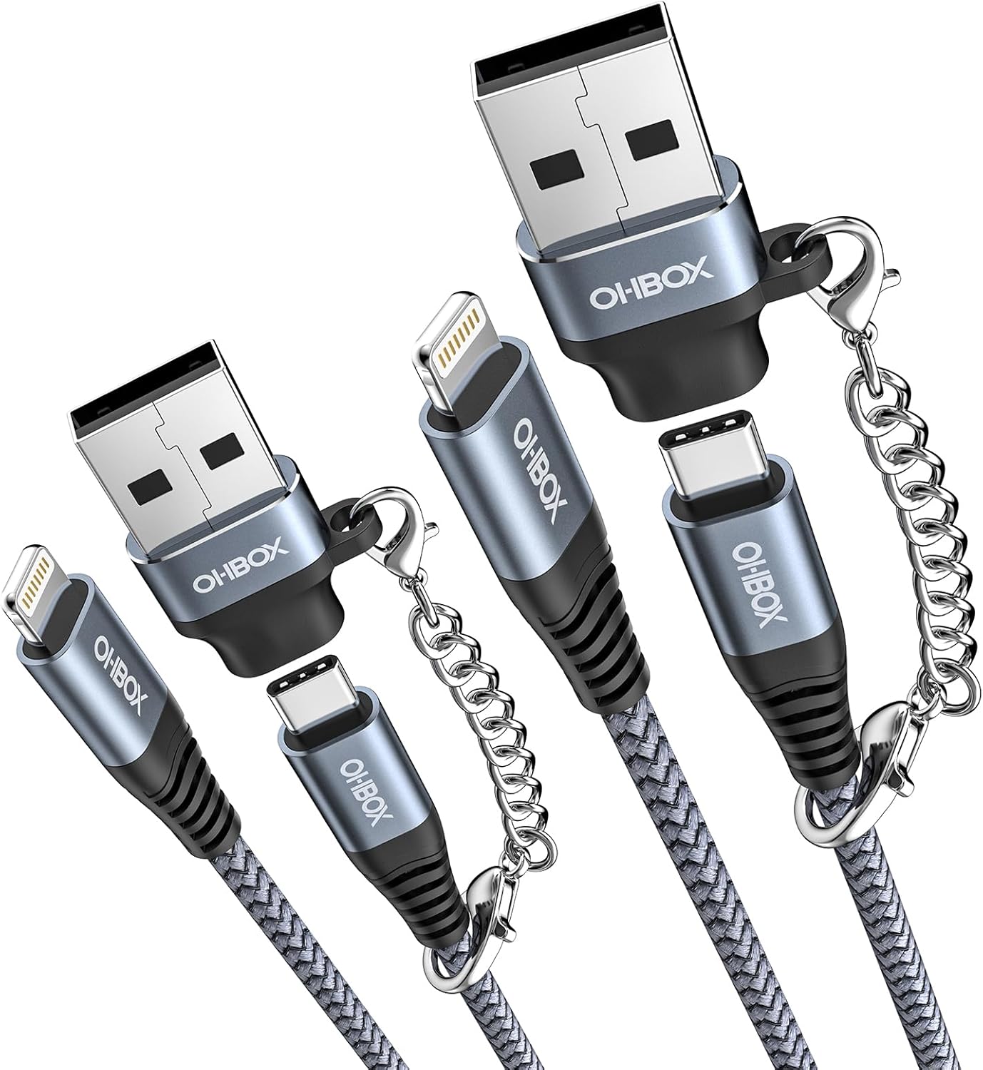 USB C to Lightning Cable Fast Charging 2Pack 6ft [Apple MFi Certified] iPhone Charger Cable Compatible with iPhone 14/13/12/11 Pro Max and USB C Female to USB A Male Adapter with Keychain