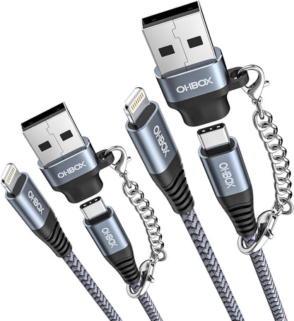 USB C to Lightning Cable Fast Charging 2Pack 6ft [Apple MFi Certified] iPhone Charger Cable Compatible with iPhone 14/13/12/11 Pro Max and USB C Female to USB A Male Adapter with Keychain