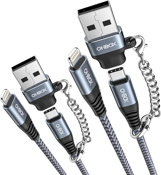USB C to Lightning Cable Fast Charging 2Pack 6ft [Apple MFi Certified] iPhone Charger Cable Compatible with iPhone 14/13/12/11 Pro Max and USB C Female to USB A Male Adapter with Keychain