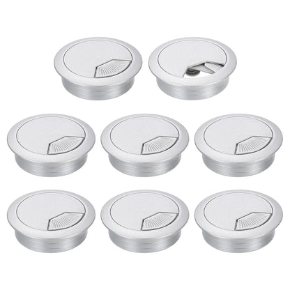 uxcell 8 Pcs 53mm (2.09 Inch) Desk Grommet, Plastic Cable Hole Cover, Wire Cord Cable Organizer for Home Office Computer Desk Cabinet, Silver