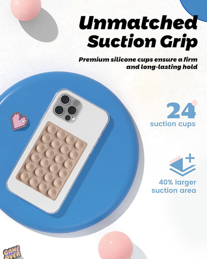 amBand Magnetic Suction Phone Mount Trendy Stocking Stuffers for Men Women Dad Mom Adults, Removable Brown Octo Cup Buddy Sticky Holder for Hands-Free Selfie/Video, Milk Tea