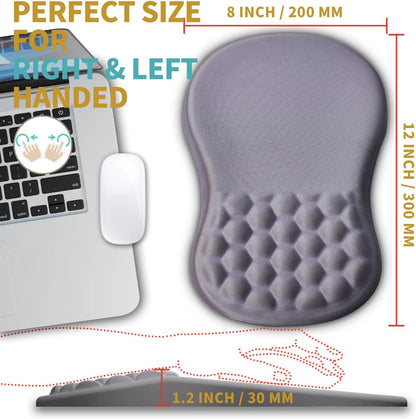 Hokafenle Ergonomic Mouse Pad Wrist Support with Massage Design, Wrist Rest Pain Relief Mousepad with Memory Foam&Non-Slip PU Base, Mouse Pads for Wireless Mouse & Desk (12x8 inch,Light Purple Gray)