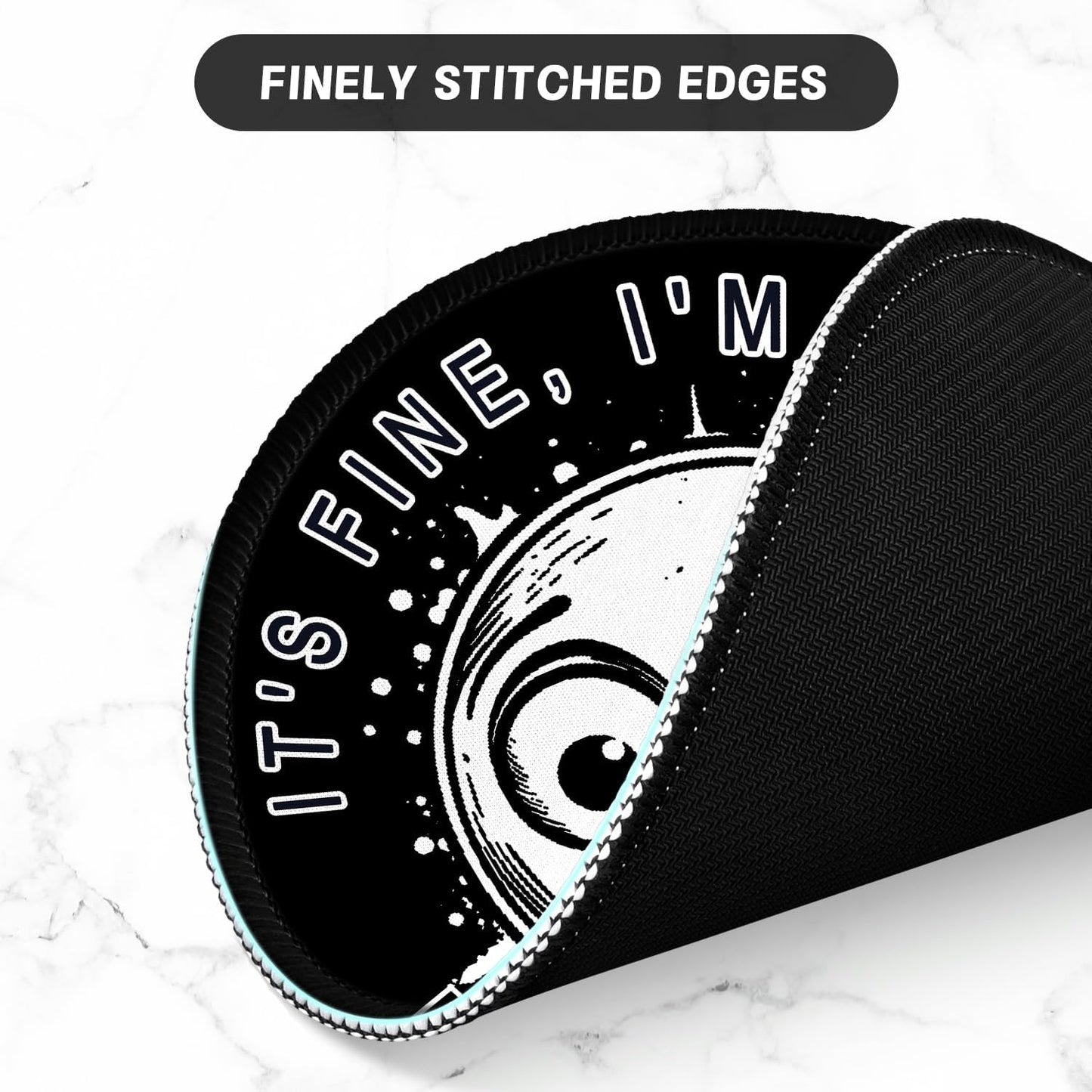 ITNRSIIET Round Mouse Pad with Stitched Edge Premium-Textured Waterproof Non-Slip Rubber Base Desktop Protection Mat Diameter 8.7 inches, Surprised