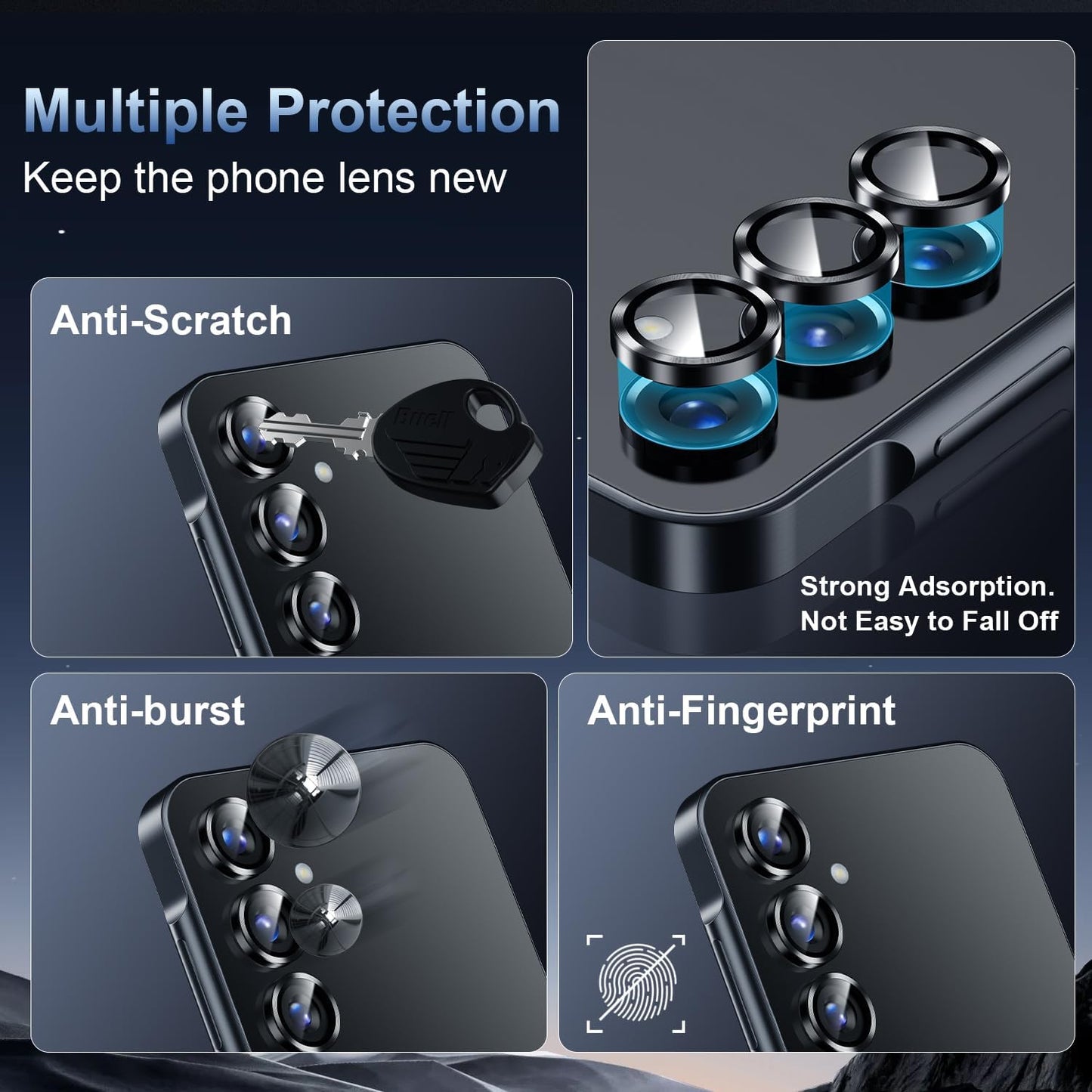 Korecase for Galaxy S25 Plus Camera Lens Protector, 9H Tempered Glass Anti Scratch Camera Screen Protector Shockproof Film Metal Ring Lens Protector for Galaxy S25+Plus,Colorful