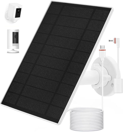 Solar Panel Charger for Ring Stick Up Cam, Stick Up Cam Pro, Ring Spotlight Cam Plus/Pro, 6W5V Fast Charging (1Pack)