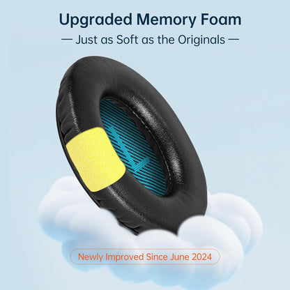 Aurivor Replacement Ear-Pads for Bose QuietComfort QC 35 (ii) 25 15 2 Headphones, Tear-Proof Cushion for QC35 (ii) QC25 QC15 QC2 SoundTrue/SoundLink AE2/AE2i/AE2w Around-Ear Headphones (Black)