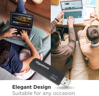 GIGASTONE V30 128GB USB 2.0 Flash Drive 5-Pack, Capless Retractable Design Pen Drive, Carbon Fiber Style, Reliable Performance & Durable