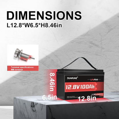 2 pack 12V 100Ah LiFePO4 Lithium Battery Built-in 100A BMS, 6000+ Cycles, 1280Wh, High Energy Density, Ideal for RVs, Boats, and Off-Grid Applications