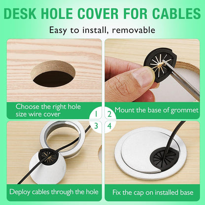 2 Pcs Desk Grommet 2" / 50 mm, Desk Cord Hole Cover, Cable Grommet ABS Plastic, Desk Hole Grommet for Home & Office Pc, Detachable Cable Cord Organizer-Silver Sand