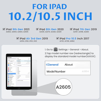 OYEEICE Keyboard Case for iPad 9th Generation- Detachable Wireless Backlit Keyboard, Upgraded Magnetic Cover with Pencil Holder for iPad 9th/8th/7th Gen 10.2 inch, iPad Pro 10.5" & iPad Air 3rd- Black