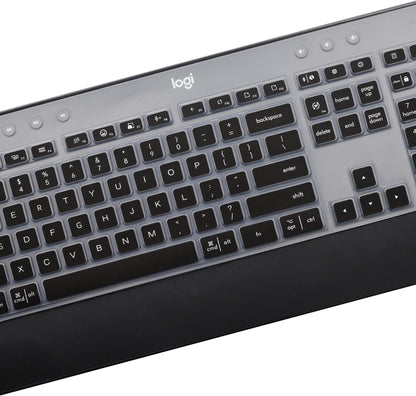 Keyboard Cover Skin for Logitech MK545 MK540 Wireless Keyboard, Logitech MK545 Keyboard Protector, Logitech MK540 Ultra Thin Desktop PC Silicone Clear Keyboard Skin Protector-Black