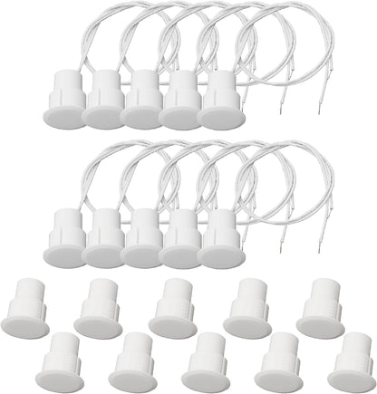 10PCS Recessed Wired Security Window Door Contact Sensor, Normally Closed NC, Door Alarm Magnetic Reed Switch with 2 Wire, ABS White, RC-36
