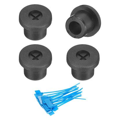 uxcell 4Pcs Cable Cord Grommet, 3/8"(10mm) Rubber Desk Grommets Wire Pass Through Hole Cover with Marked Cable Ties for Home Office Cable Wire Protection, Black
