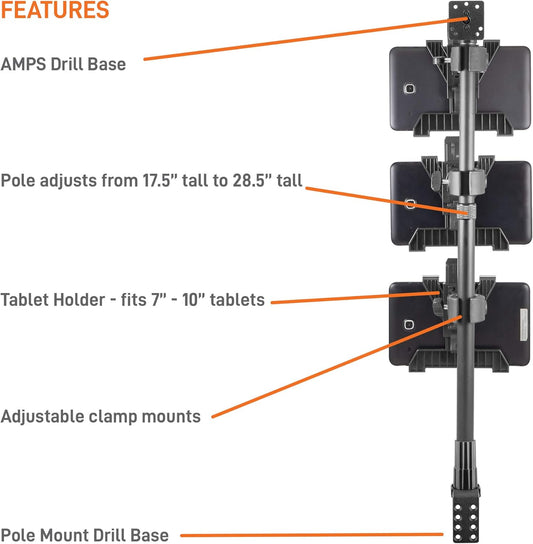 iBOLT TabDock Point of Purchase Wall Mount - with 3 Tablet Holders Perfect for Multiple delivery Applications (DoorDash, Uber eats, Postmates, etc.) Fits 7 to 10 inch Tablets