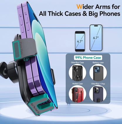 Car Phone Holder Mount, [Military-Grade Suction & Super Sturdy Base] 3 in 1 Universal Phone Mount for Car Dashboard Windshield Air Vent Car Mount for iPhone Android Smartphone GPS Navigator