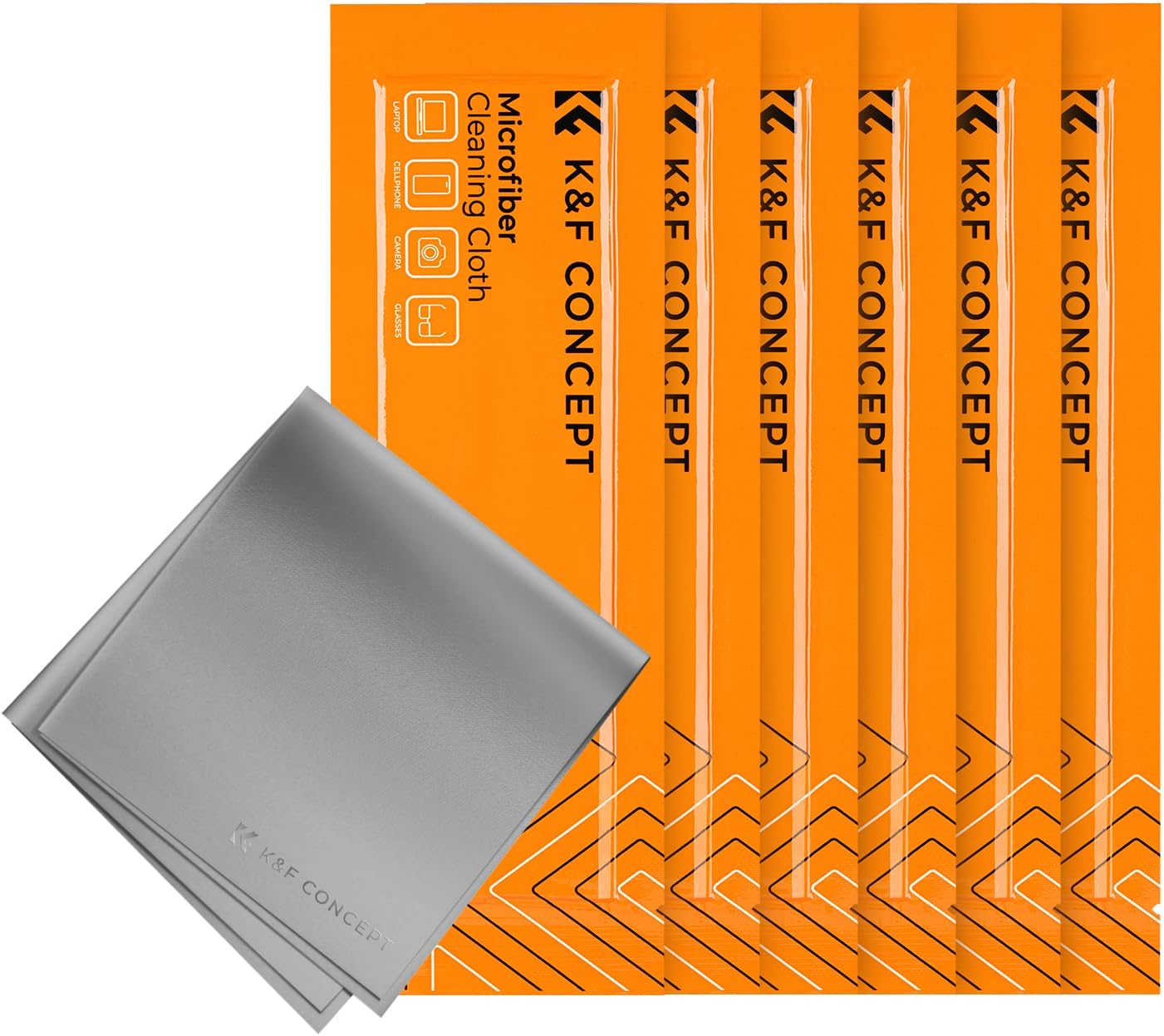 K&F Concept 6 Pack Microfiber Cleaning Cloths - Lens Cleaning Cloth for Cleaning Camera Lenses, Glasses, Screens, Cameras, Eyeglasses, LCD TV Screens, Tablets Washable