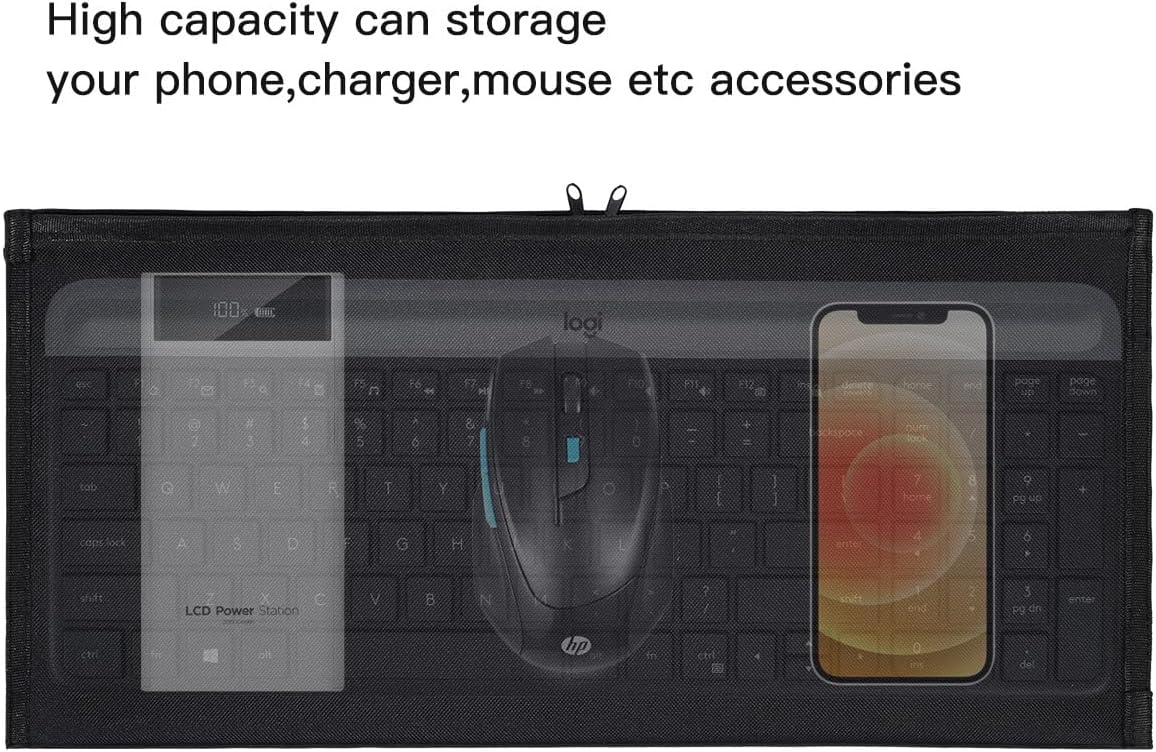 Keyboard Anti Dust Bag Sleeve Pouch for 60%-80% Keys Keyboard, Logitech/Redragon/Havit/Keychron/RK ROYAL KLUDGE/MageGee/Apple Magic Universal Wireless/Wire Computer/Gaming Keyboard Case Cover-Black