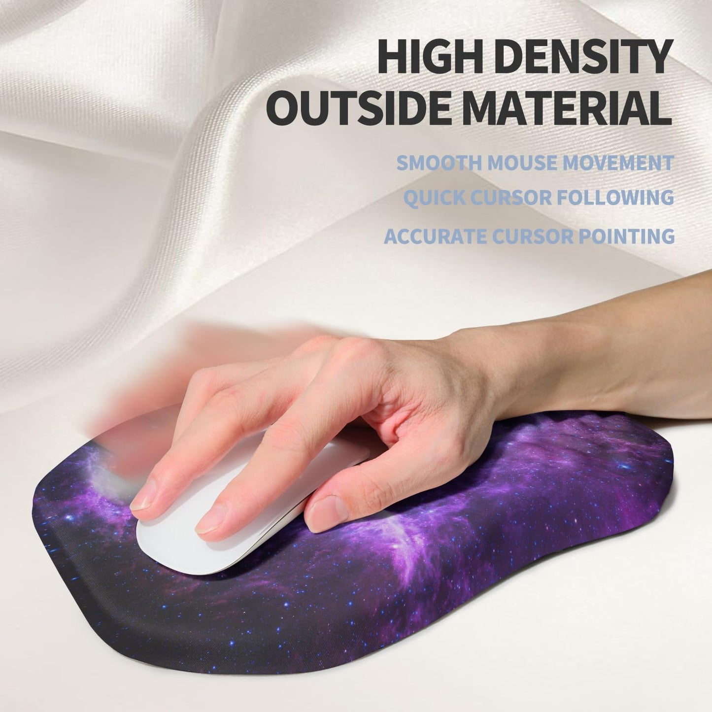 Ergonomic Raised Mouse Pad Wrist Support with Bilateral Slope Memory Foam Mousepad for Wrist Rest and Carpal Tunnel Pain Relief 11.8x7.9〃Galaxy