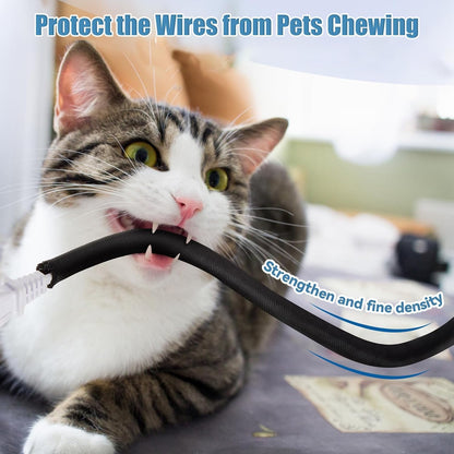 1 inch Cord Protectors from Pets No Chew, 10ft Wire Protector Cord Covers for Pets, Flexible Cable Sleeve Cord Management for TV Computer Wires