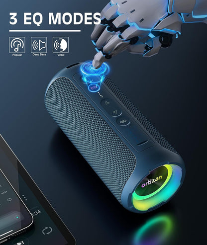 Ortizan Bluetooth Speaker, IPX7 Waterproof, Portable Speakers with HD Sound, Deep Bass, RGB Lights (Notice: X8 Pro Navy and X8 Pro Blue Cannot be paired via TWS Due to Different Bluetooth Versions)