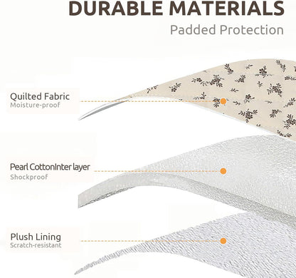 Puffy Laptop Sleeve 13-15.6 Inch Cute Quilted Laptop Protective Case Padded Floral Computer Sleeve for MacBook (A-Black, 15 Inch)