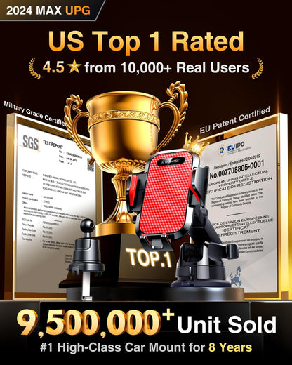 VANMASS [True Military-Grade] Car Phone Holder [Best Suction & Clip] Cell Phone Mount for Dashboard Windshield Vent Truck Cradle Dash Stand for iPhone 15 Pro Max 14 13 12 Android, Red