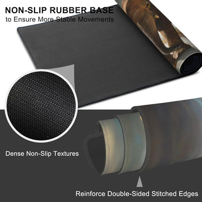 Mouse Pad, Large Walking Elephant Desk Mat, Extended Non-Slip Gaming Keyboard Mousepad Desk Pad, Thick Stitched Edges Waterproof Mouse Mat 31.5"x15.7" (Beautiful Natural Landscape)