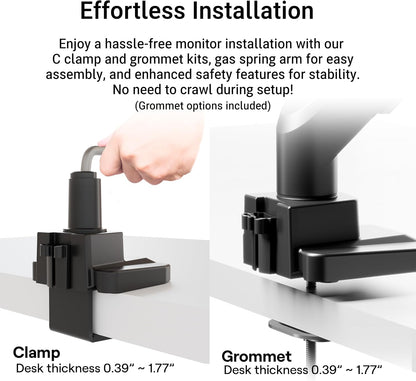 Pixio PS2D Ultrawide Heavy-Duty Premium Dual Monitor Arm Stand Desk Mount - Fits up to 35 inches Two Monitors, Weights up to 33 lbs Each, Height Adjustable, Compatible with VESA 75x75mm 100x100mm