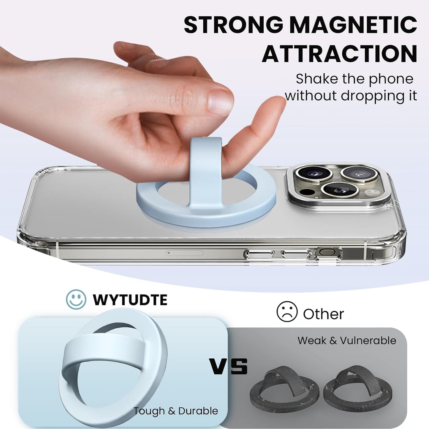Magnetic Silicone Ring Grip Phone Holder, Loop Grip Phone Holder,Magnetic Phone Loop,Magsafe Phone Grip,Compatible with Magsafe for iPhone 16/15/14/13/12 Series (Blue)