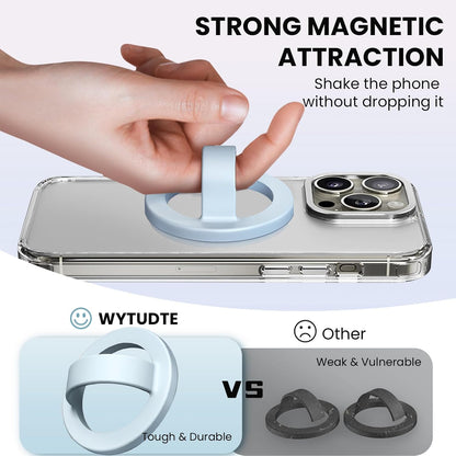 Magnetic Silicone Ring Grip Phone Holder, Loop Grip Phone Holder,Magnetic Phone Loop,Magsafe Phone Grip,Compatible with Magsafe for iPhone 16/15/14/13/12 Series (Blue)