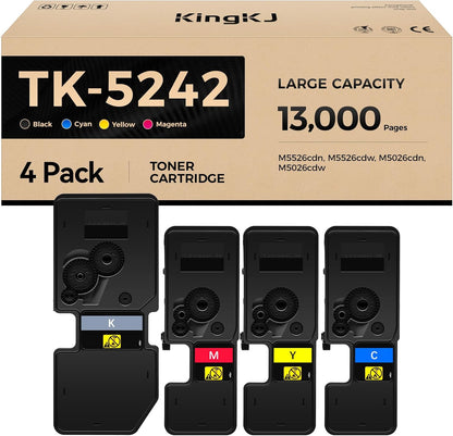 TK-5242 TK5242 Toner Cartridge Set 4-Pack High Yield Replacement for Kyocera 1T02R70US0 1T02R7CUS0 1T02R7BUS0 1T02R7AUS0 Compatible for Kyocera ECOSYS M5526cdn M5526cdw M5026cdn M5026cdw Printer Black