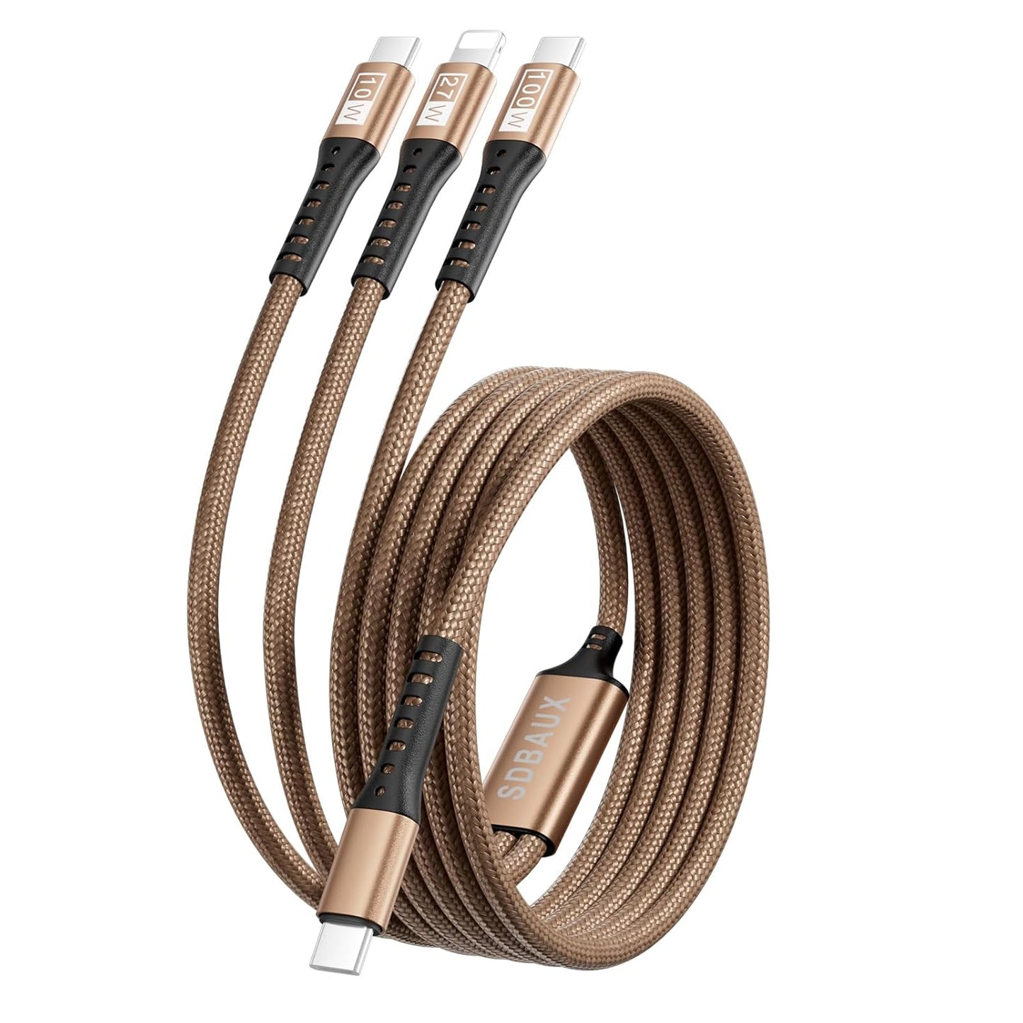 SDBAUX Multi Charging Cable 100W USB C to 3 in 1,Nylon Braided PD 27W/100W Type C/10W Type c Fast Charger Cord for iPhone 16 15 14 13 Pro Max,Galaxy S23/S22,Cell Phones Tablets and More