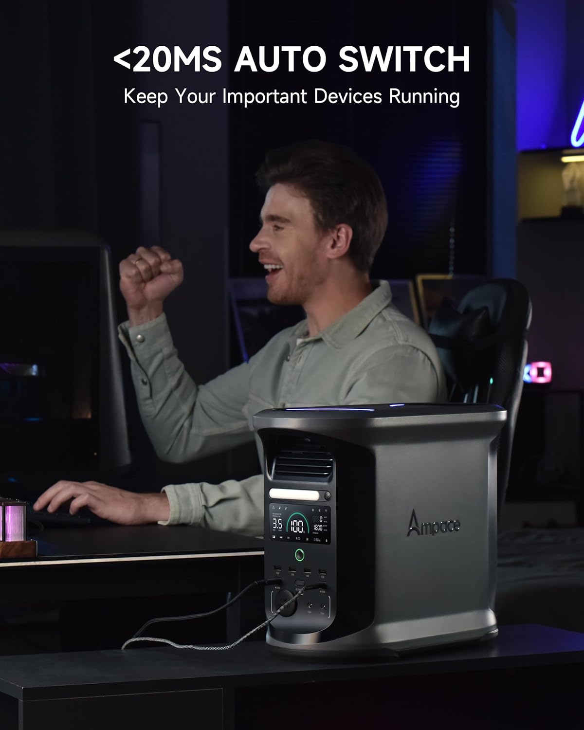 Portable Power Station Andes 1500, Full Charge in 55 Min, 1462Wh LiFePO4 Battery, 2400W (Peak 3600W) Solar Generator for Home Backup, Power Outages, Camping & RVs(Solar Panel Optional)