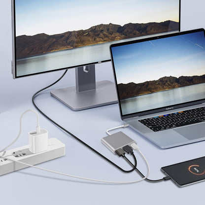 USB C to HDMI Adapter, Type C to 4K HDMI Multiport with 3 in 1 USBC Output, USB3.0 and USB C Charging, Digital AV Adapter for TV and Projector