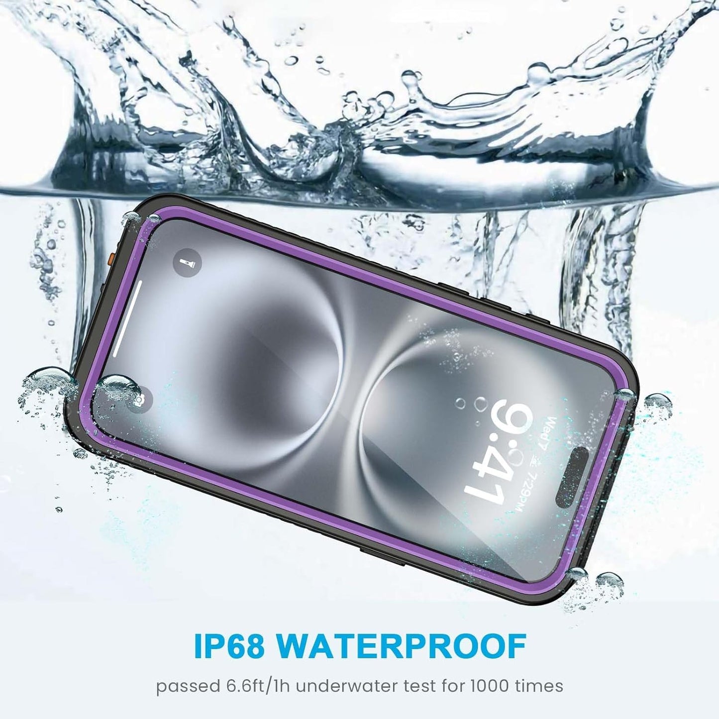 Lanhiem for iPhone 16 Plus Case, IP68 Waterproof Dustproof Shockproof Cases with Built-in Screen Protector, 360 Full Body Heavy Duty Rugged Phone Cover for iPhone 16 Plus - 6.7 inch (Purple)