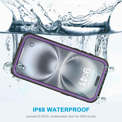 Lanhiem for iPhone 16 Plus Case, IP68 Waterproof Dustproof Shockproof Cases with Built-in Screen Protector, 360 Full Body Heavy Duty Rugged Phone Cover for iPhone 16 Plus - 6.7 inch (Purple)
