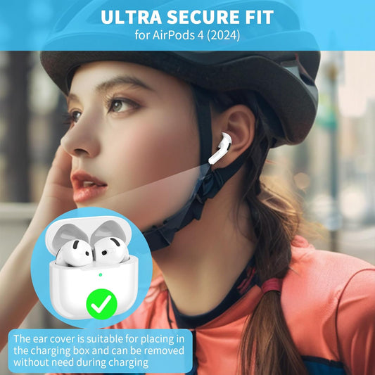 [5 Pairs] for AirPods 4 Ear Tips Covers Sport Anti Slip Anti Scratche Skin Soft Silicone Eartip AirPods 4 Gen Earbuds Accessories Compatible with Apple AirPods 4th Generation (White)