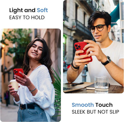 FireNova for iPhone 14 Pro Case, Silicone Upgraded [Camera Protection] Phone Case with [2 Screen Protectors], Soft Anti-Scratch Microfiber Lining Inside, 6.1 inch, Red