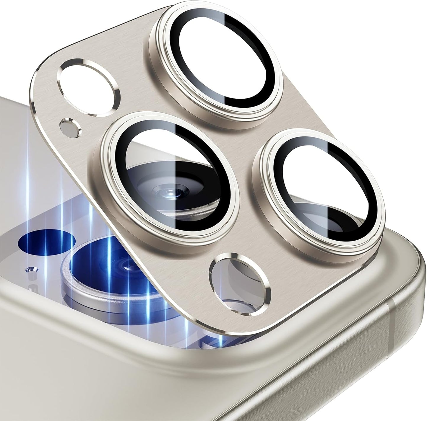 Esanik 2 Pack for iPhone 15 Pro/iPhone 15 Pro Max Camera Lens Protector (Natural Titanium)